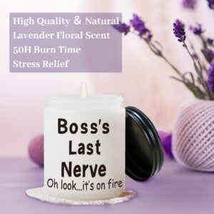 Hiipeenow Boss Gifts for Women Men, Handmade Natural Soy Wax Lavender Scented Candle Presents (7oz) - Boss Lady Gifts, Bosses Day Birthday Retirement Christmas Boss Gifts for Women Men Female Coworker