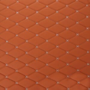 LANOBA Diamond Faux Leather Vinyl Quilted Foam Fabric with 1/4" Thick Foam Backing for Upholstery Car Headliner Headboards Furniture DIY Projects,60" x 39.37" (Brown)