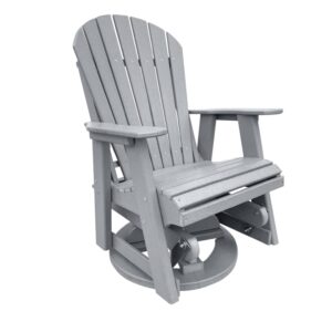 Phat Tommy Glider for Outside Patio - Outdoor Swivel Glider Chair - Poly Outdoor Furniture, Adirondack Porch Glider Chair, Grey