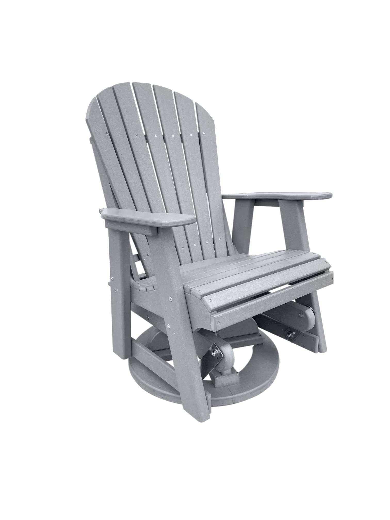 Phat Tommy Glider for Outside Patio - Outdoor Swivel Glider Chair - Poly Outdoor Furniture, Adirondack Porch Glider Chair, Grey