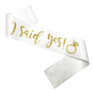 i said yes gold sash,engagement proposal bachelorette party sash for bridal shower wedding party favors accessories supplies engagement gifts for bride to be,white