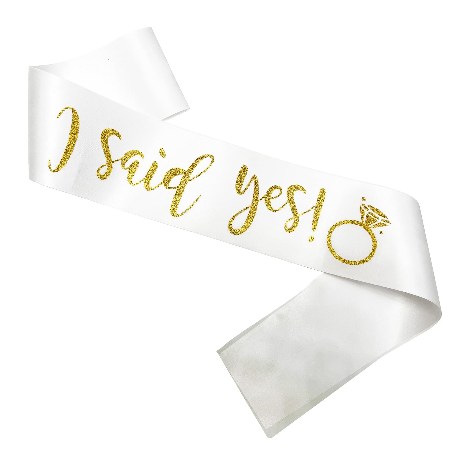 I Said Yes Gold Sash,Engagement Proposal Bachelorette Party Sash for Bridal Shower Wedding Party Favors Accessories Supplies Engagement Gifts for Bride to Be,White