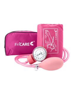 fricare pink manual blood pressure cuff for nursing students - professional sphygmomanometer for doctor's office - durable nylon cuff for bp monitoring, carrying case included, universal adult size