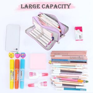 Oyachic Large Pencil Case,3 Compartments Pencil Bag,Big Capacity Canvas Pencil Pouch with Zipper for Aesthetic Business Office Supplies