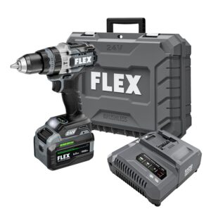 flex 24v brushless cordless 1/2-inch 1,400 in-lbs torque 2-speed hammer drill turbo mode kit with 6.0ah stacked lithium battery and 280w rapid charger - fx1271t-1h