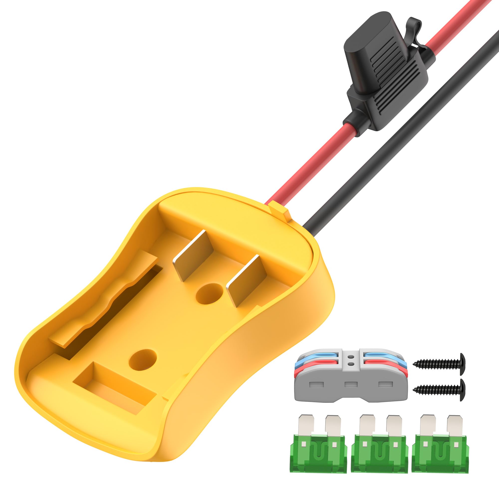 RVBOATPAT Battery Adapter for Dewalt 20V Power Wheel Battery Adapter 12 AWG Wire Battery Converters with Fuses and Connectors