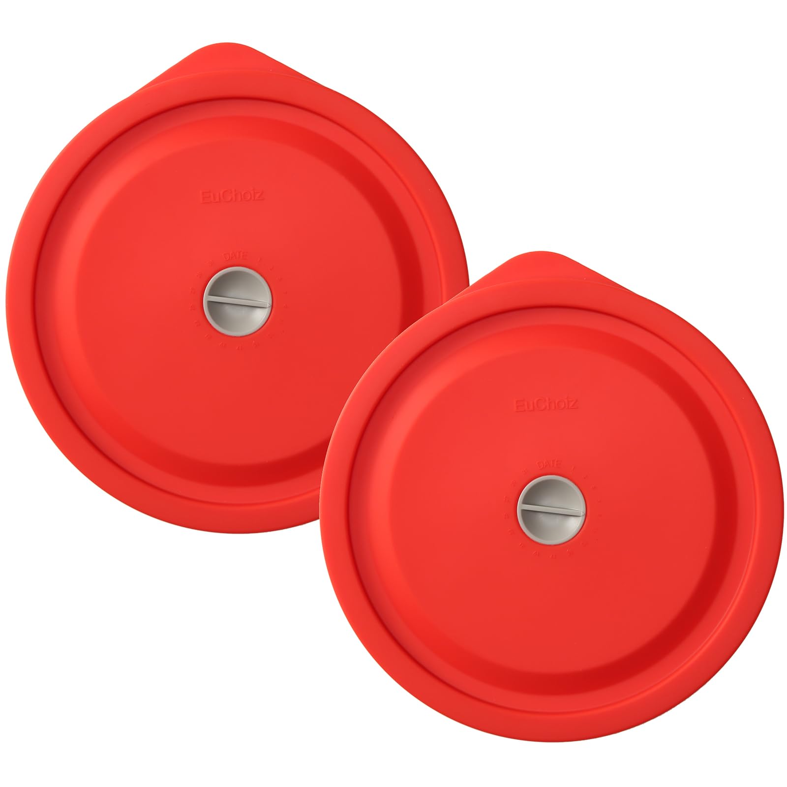 Replacement Lids for Pyrex 7402-PC 7 Cup, Silicone Round Storage Cover Lid for Anchor Hocking Glass Bowl 2 Pack with Date Mark Red