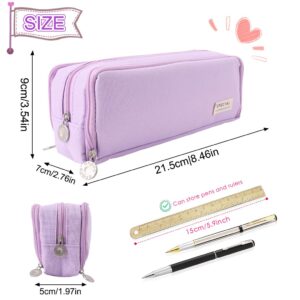 Oyachic Large Pencil Case,3 Compartments Pencil Bag,Big Capacity Canvas Pencil Pouch with Zipper for Aesthetic Business Office Supplies