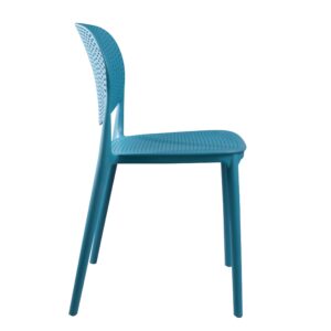 CozyBlock MESH Perforated Stackable Dining Chair for Both Indoor and Outdoor – Set of 2 (Teal Blue)