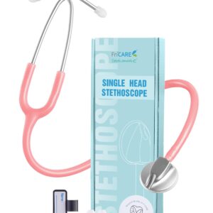 FriCARE Pink Single Head Stethoscope - Stethoscopes for Nurses Medical Nursing School Students - Estetoscopio Supplies for Study, StethoMedic Essentials, Ideal for Blood Pressure Monitoring, 30 inch