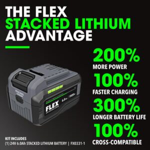 FLEX 24V Brushless Cordless 1/2-Inch 1,400 In-Lbs Torque 2-Speed Hammer Drill Turbo Mode Kit with 6.0Ah Stacked Lithium Battery and 280W Rapid Charger - FX1271T-1H