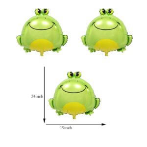 6PCS Frog Foil Balloons with18inch Star Mylar Balloons for Kids Animal Frog Reptile Themed Party Children Birthday Party Baby Shower Party Decorations