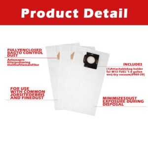 49-90-2016 Fleece Dust Bags For MILWAUKEE 0960-20 & 0970-20 M18 PACKOUT Vacuum