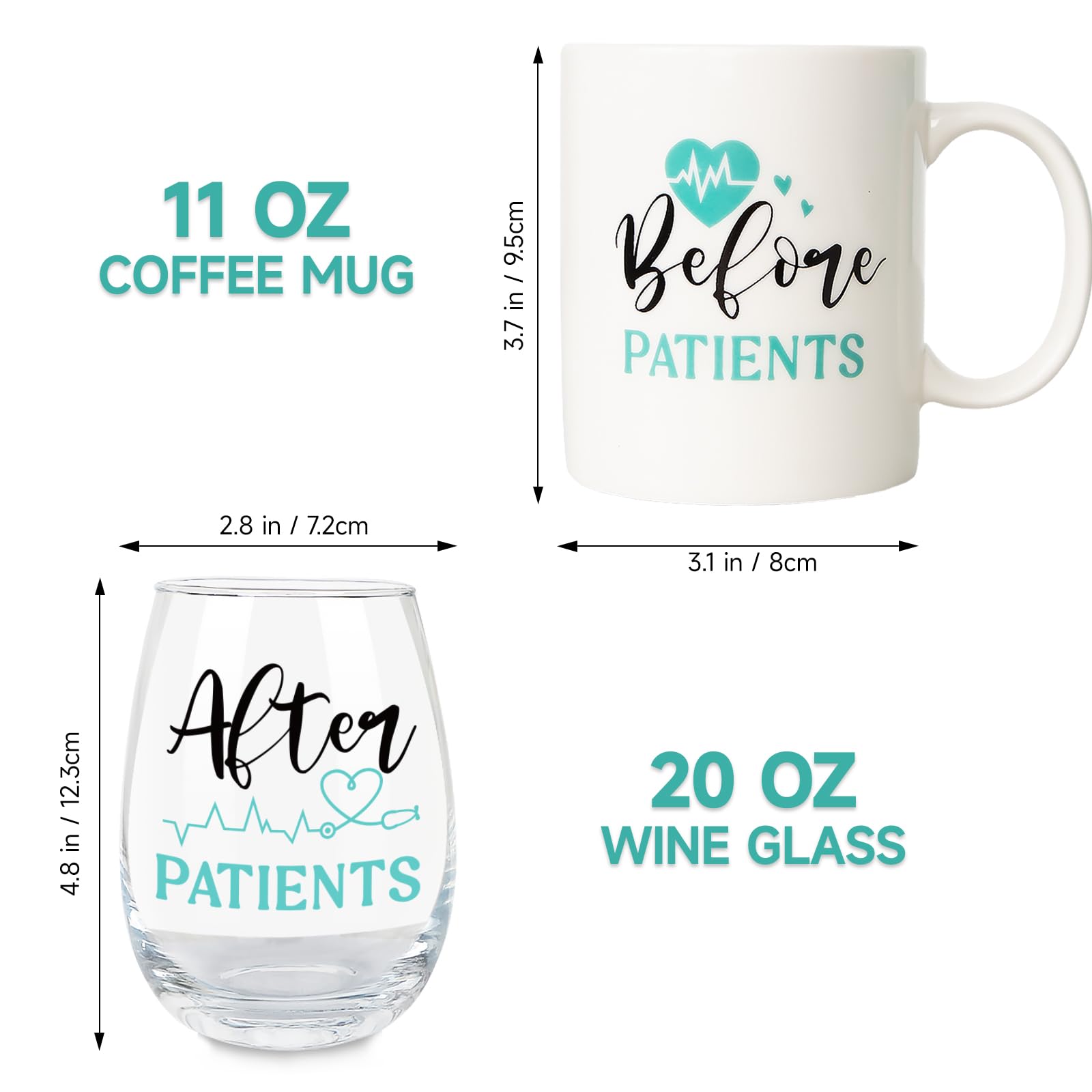 Before Patients, After Patients Gifts Set - 11 oz Coffee Mug and 19 oz Wine Glass Set Gifts Idea for Nurse, Dentists, Doctors, Hygienists, Physician, Unique Graduation Birthday Gifts