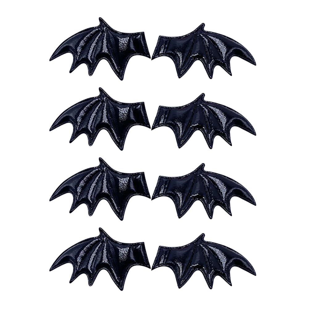 40 Pcs Mini Devil Wings Halloween Bat Wing Embellishment Spooky Bats Fabric Wings Patches for Hair Clips Headband Clothes Shoes Black