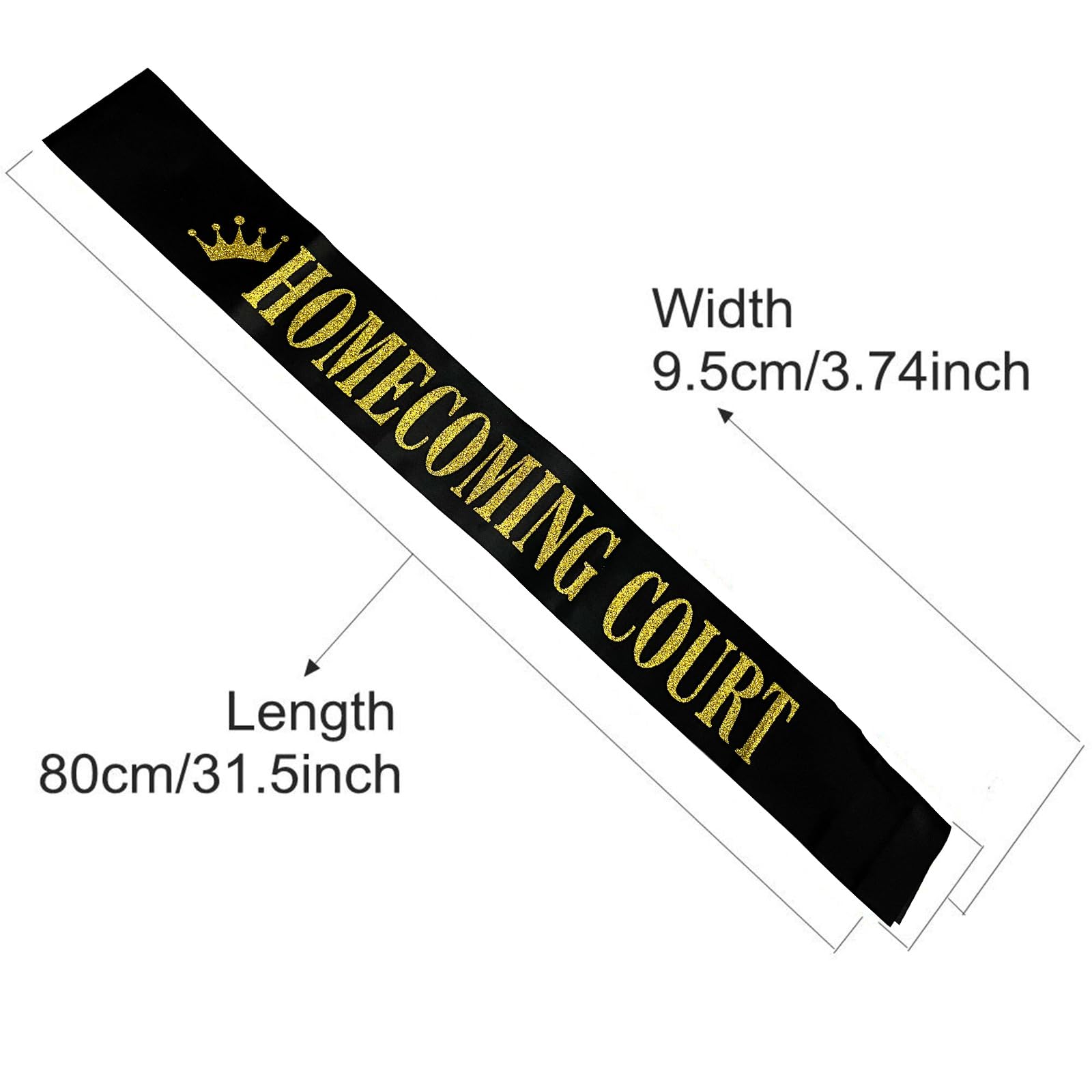 Homecoming Court Sash Black, 6 Pack Black Satin with Gold Glitter Letter Sashes for Pageants Homecoming Party School Dance Graduation Party Favors Decorations Accessories,Black