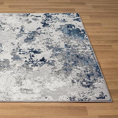 LUXE WEAVERS Modern Abstract High Low Texture Area Rug,Blue,5'X7'