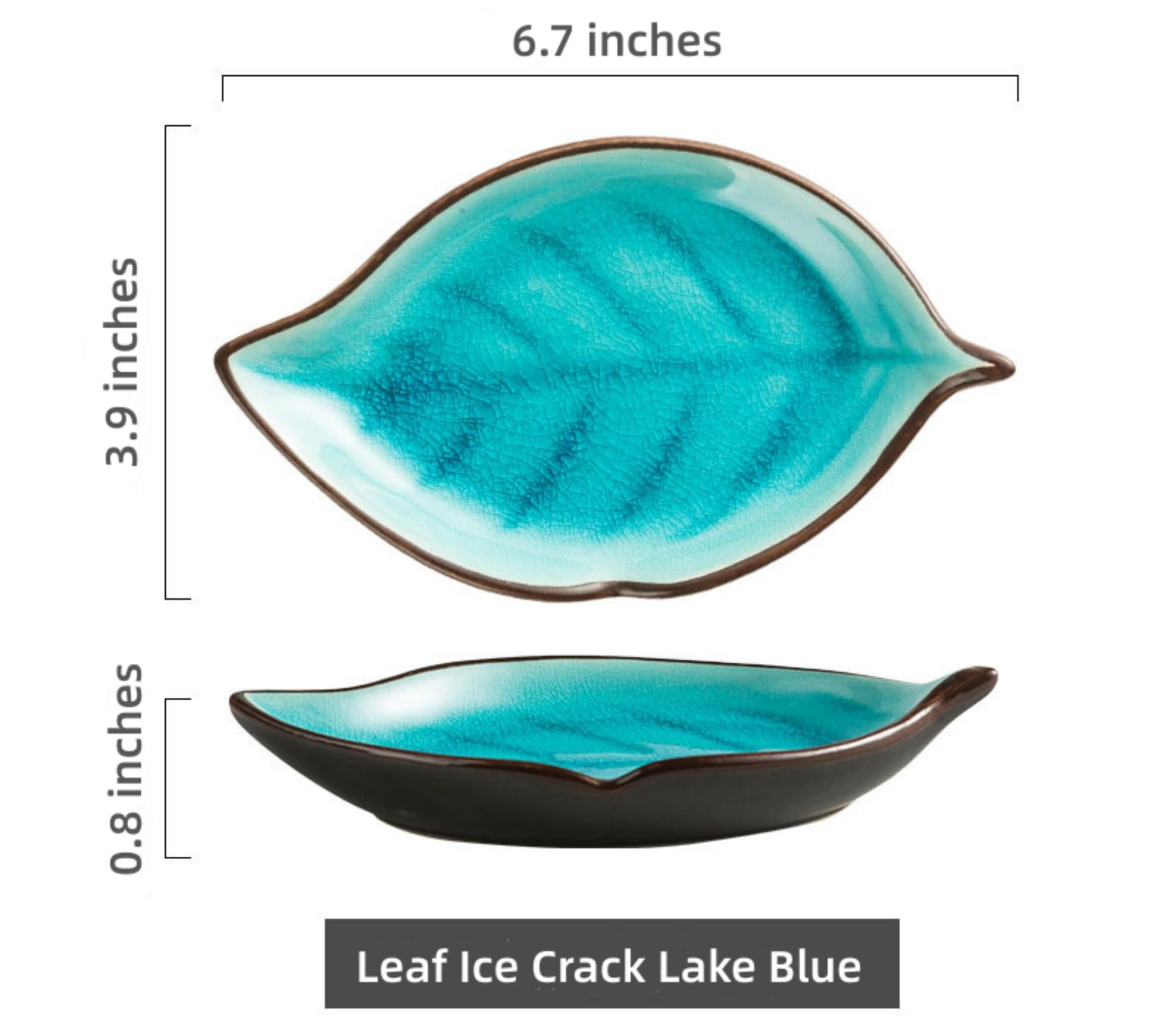 Ceramic Spoon Rest for Stove Top, Ice Cracks Leaf Cute Spoon Rest for Kitchen Counter, Cooking Spoon Holder for Kitchen Counter, Utensil Rest Spatula Rest Ladle Holder Tong Rest, 1 PC (A, Lake Blue)