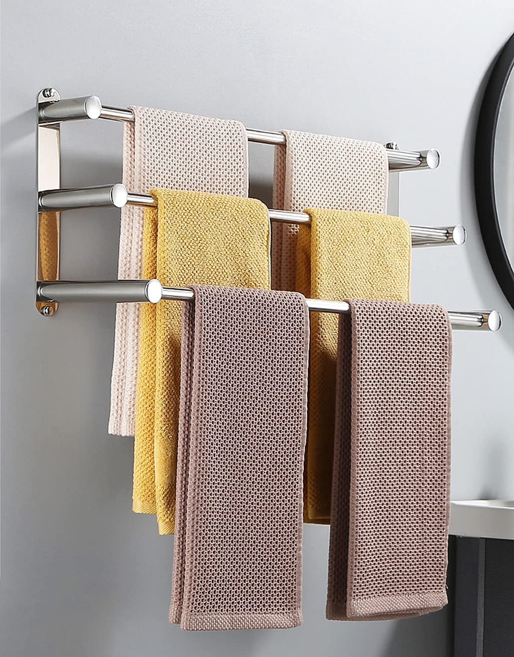 RUTAVM Towel Bar Rack Towel Rack 3-Tier Bath Towel Rail Stainless Steel Wall Mounted Towel Holder Towel Bar for Kitchen Bathroom for Bathroom (Size : 40cm)