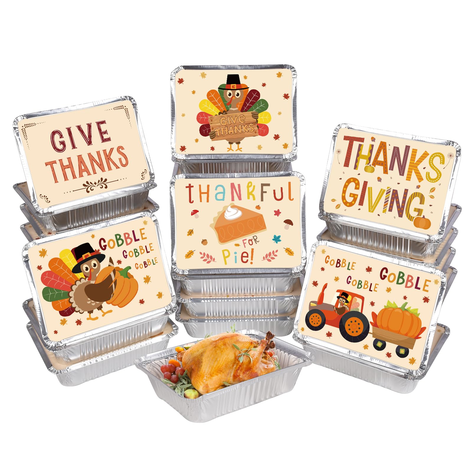 36-Pack Premium Thanksgiving Leftover Containers with Lids - Durable & Leak-Proof, 6.1"W X 8.2"L X 1.8"H,Thanksgiving Aluminum Foil Containers Perfect for Fall Party Leftovers & To-Go Meals