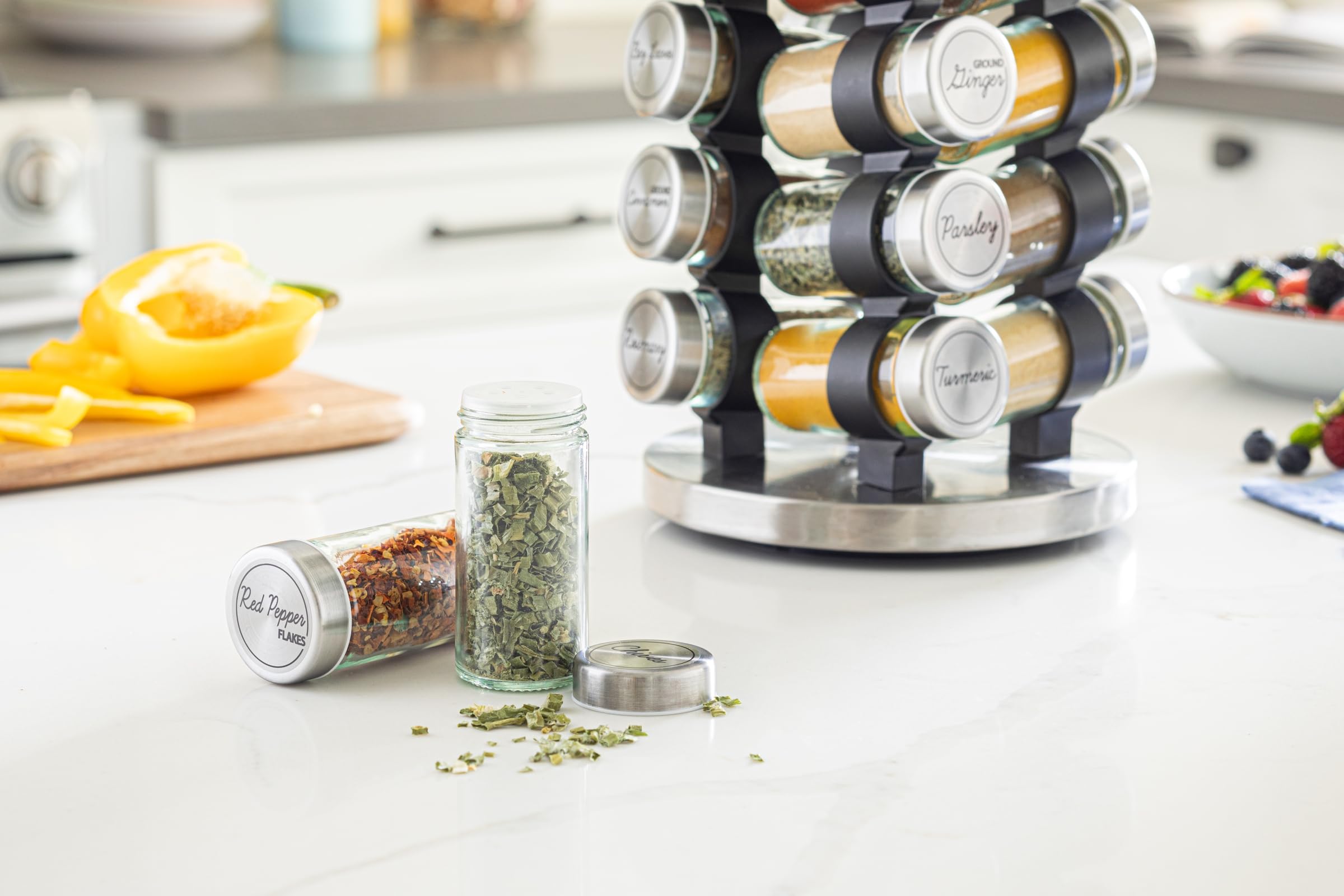 Orii 20 Jar Stainless Steel Rotating Spice Rack