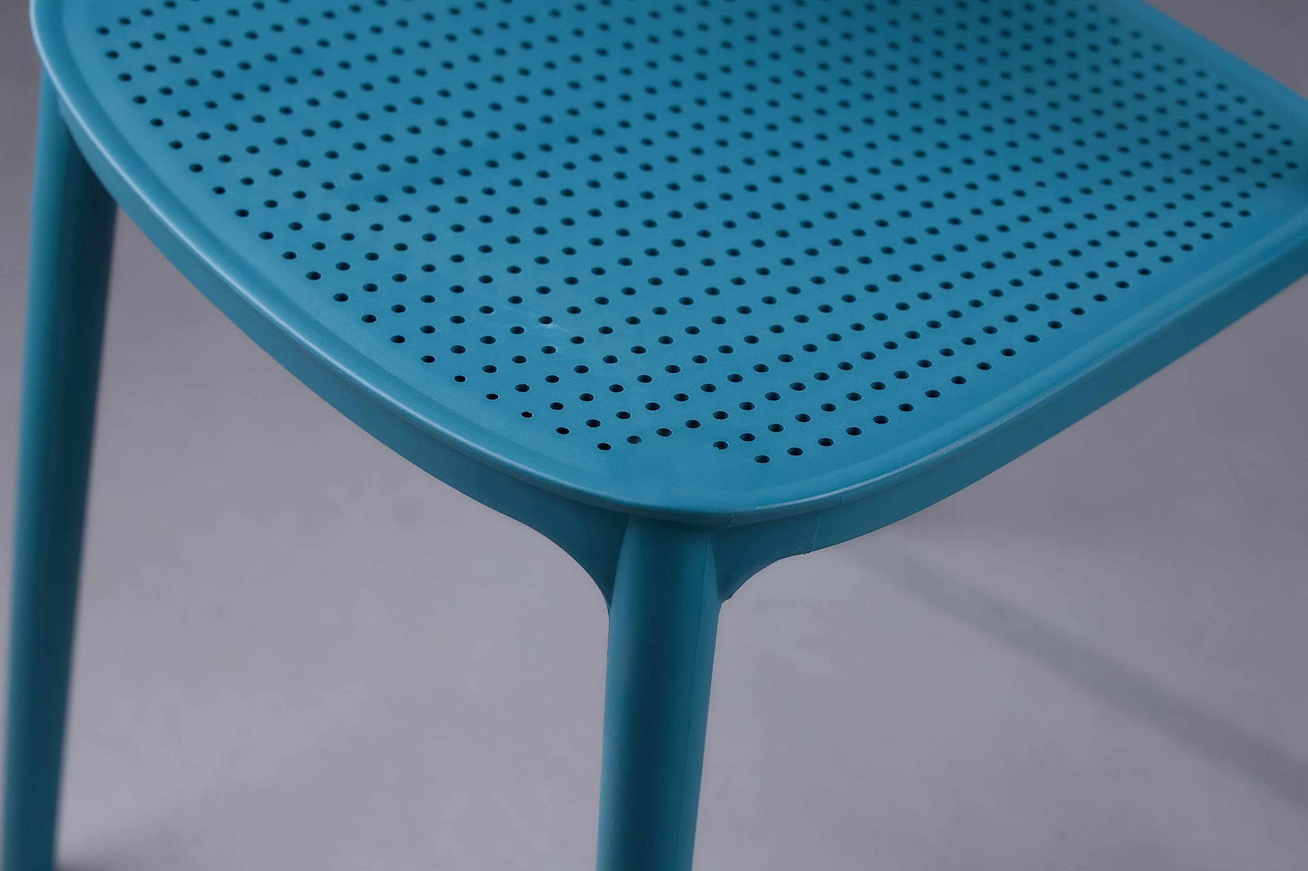 CozyBlock MESH Perforated Stackable Dining Chair for Both Indoor and Outdoor – Set of 2 (Teal Blue)