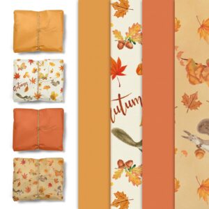 nicrohome 24 sheets gold orange fall colored tissue paper, yellow autumn thanksgiving wrapping paper for pumpkin gift bags packaging crafts wedding baby bridal shower birthday decorations（15 x 20inch）