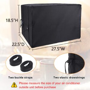 Air Conditioner Covers for Window Units - 3 Layers Insulation Outside AC Cover with Elastic Drawstring Metal Buckle Strap, Outdoor Winter Waterproof AC Canopy Sun Shade - 27.5 × 22.5 × 18.5 Inch