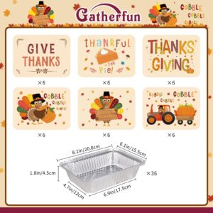 36-Pack Premium Thanksgiving Leftover Containers with Lids - Durable & Leak-Proof, 6.1"W X 8.2"L X 1.8"H,Thanksgiving Aluminum Foil Containers Perfect for Fall Party Leftovers & To-Go Meals