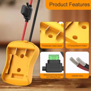 RVBOATPAT Battery Adapter for Dewalt 20V Power Wheel Battery Adapter 12 AWG Wire Battery Converters with Fuses and Connectors