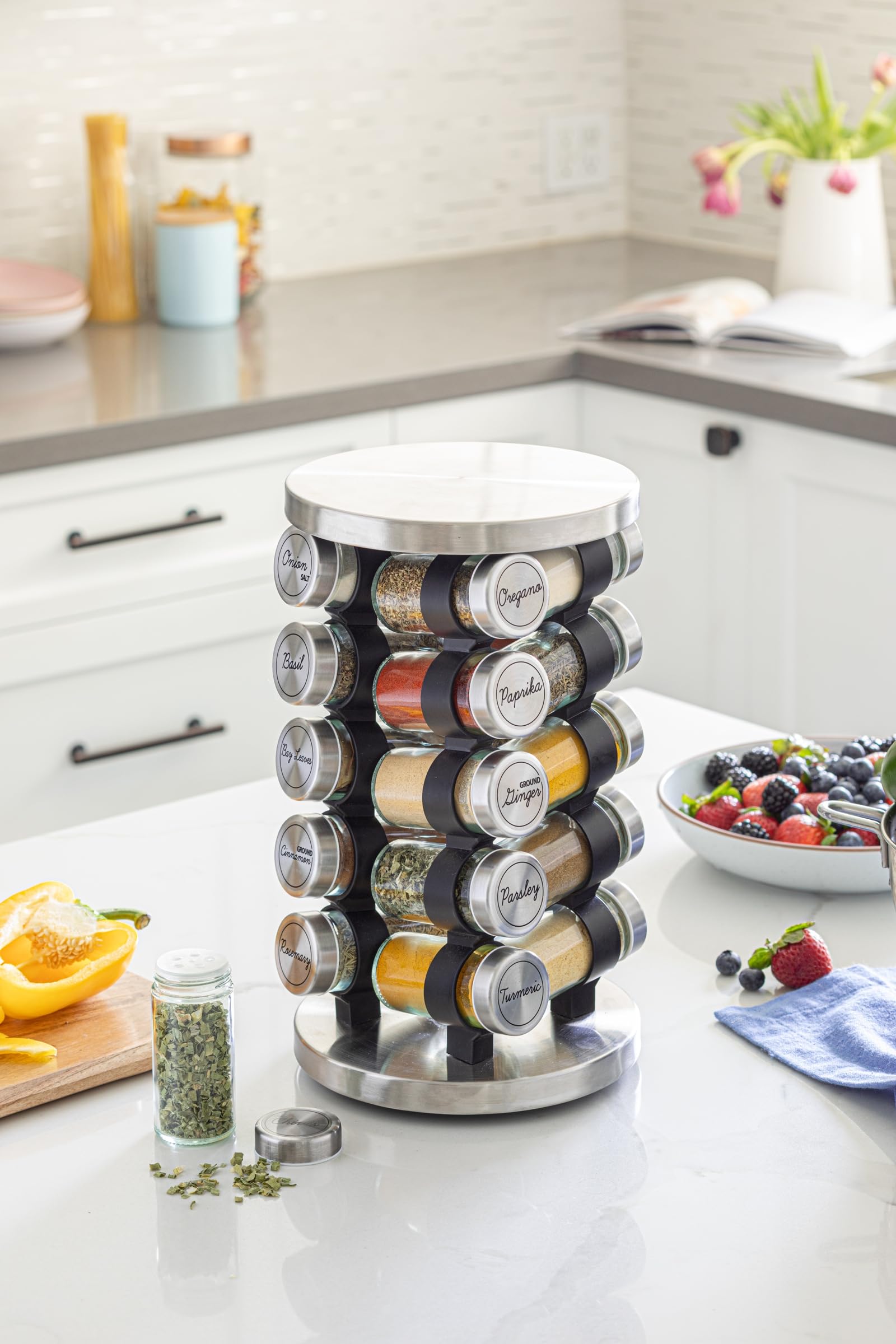 Orii 20 Jar Stainless Steel Rotating Spice Rack