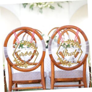 GOOHOCHY 1 Set wedding chair sign mr and mrs wooden signs groom to be wedding aisle groom bride door hanger wedding wood plaque wedding chair decorations bridegroom rural the banner