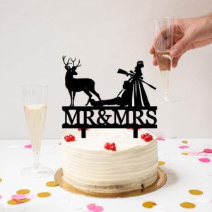 Funny Hunting Wedding Cake Topper Deer Hunt Hunter Wedding Cake Topper Hunt is Over Cake Topper For Wedding/Anniversary/Bridal Shower Party Decorations