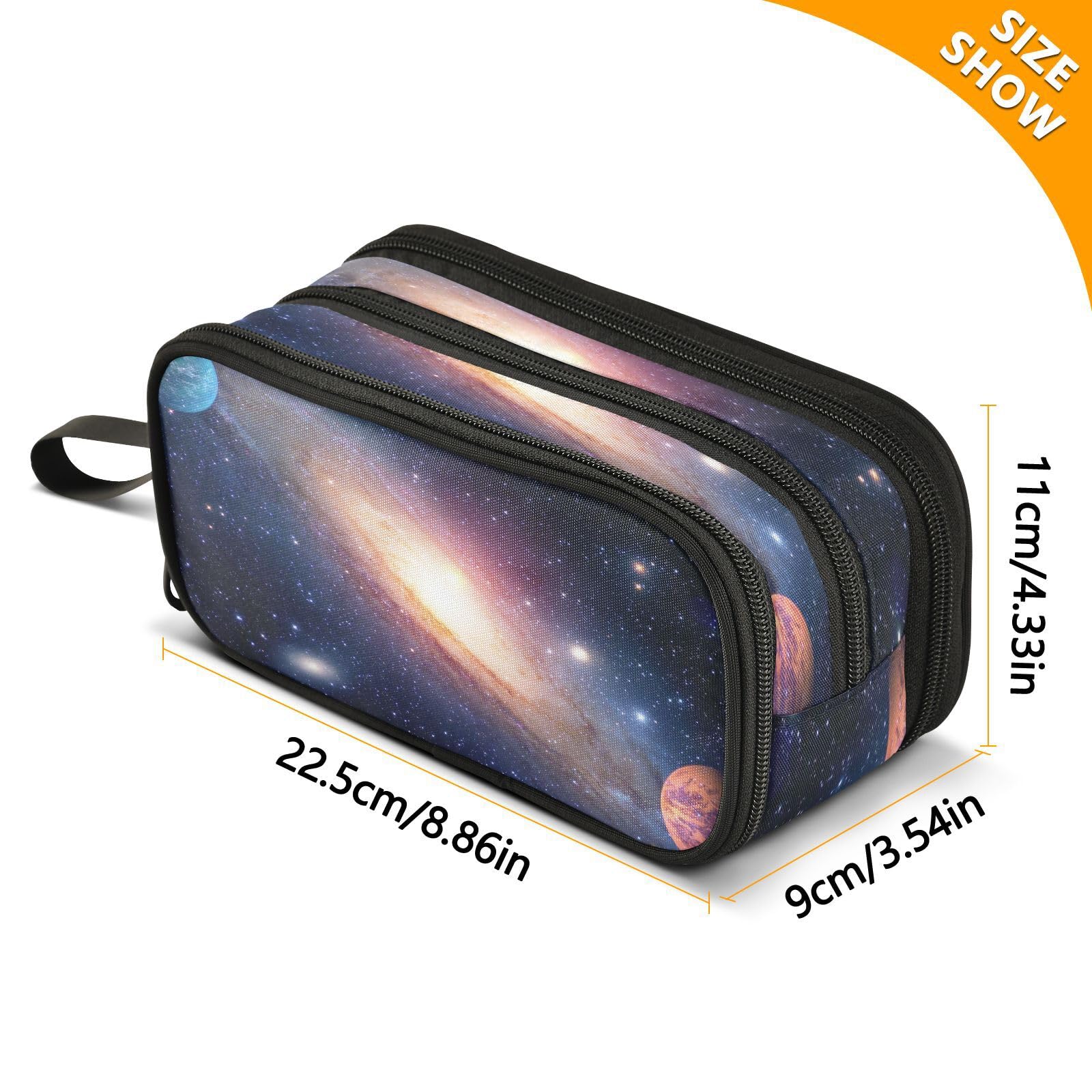 ALAZA Outer Space Solar System Planet Galaxy Pencil Case Large Capacity,Pencil Pouch Office College Large Storage Pen Bag 3 Compartment Pencil Cases for Women Adults Teen