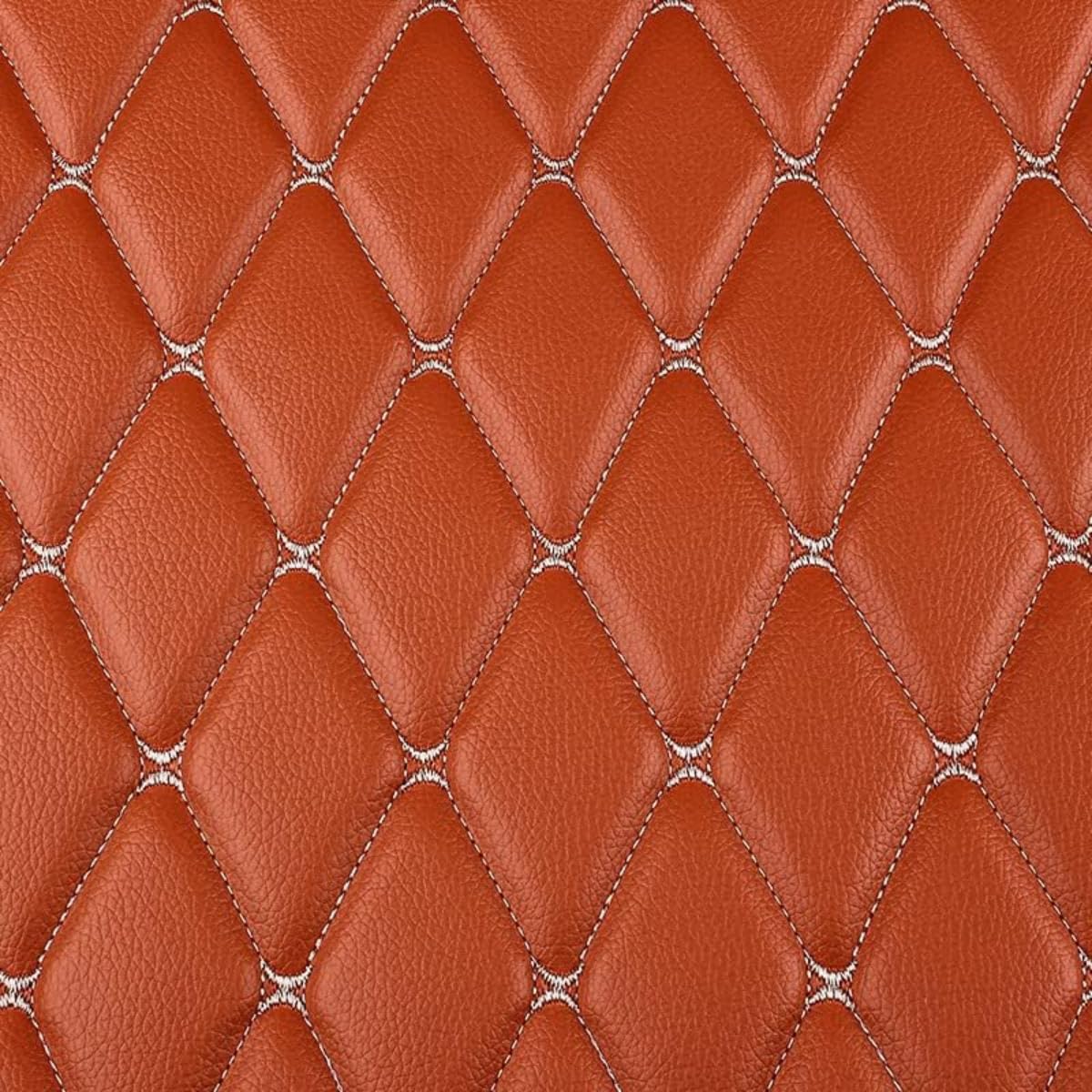 LANOBA Diamond Faux Leather Vinyl Quilted Foam Fabric with 1/4" Thick Foam Backing for Upholstery Car Headliner Headboards Furniture DIY Projects,60" x 39.37" (Brown)