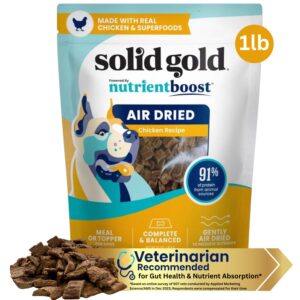 solid gold air dried dog food toppers for picky eaters - healthy dog treats made with real chicken to serve as meal topper or dog treat - supports muscle growth, immunity, and healthy digestion - 1 lb