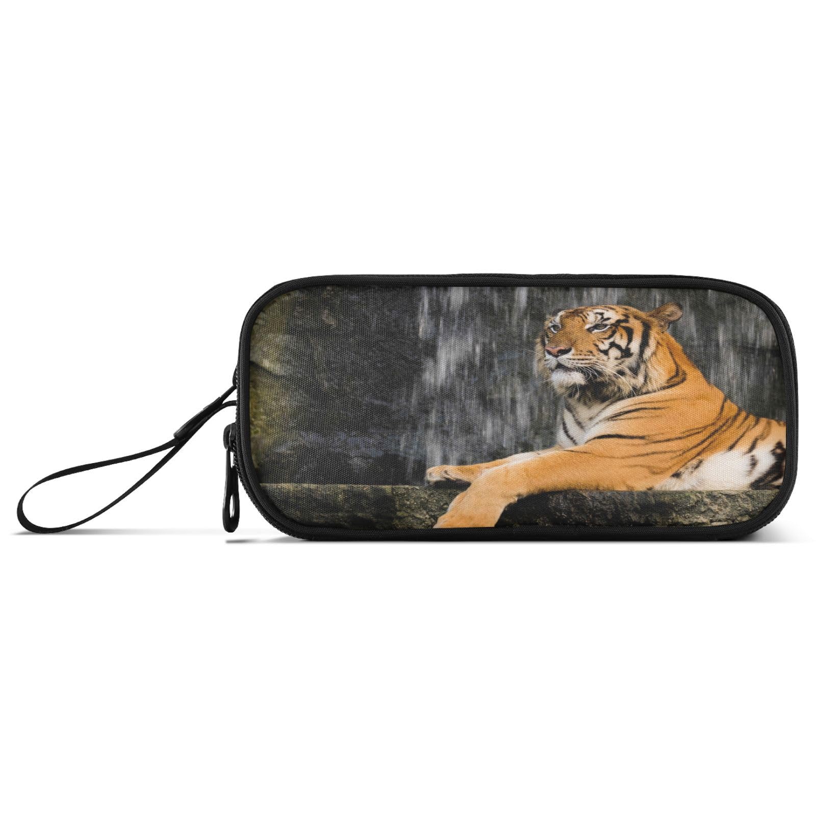 ALAZA Animal Tiger Pencil Case Large Capacity,Pencil Pouch Office College Large Storage Pen Bag 3 Compartment Pencil Cases for Women Adults Teen