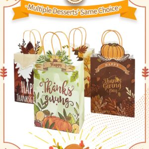 qiqee 24-Packs Thanksgiving Paper Gift Bags with Handles Bulk 8.26×6×3.15 Inch Pumpkin Gift Bags Multiple Uses (Small Size)