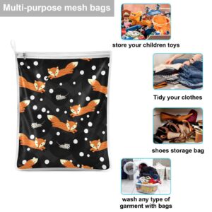 Cute Forest Foxes Mouse Laundry Bags Mesh Wash Bags Set of 2 Delicates Bag for Washing Machine Mesh Laundry Bag for Underweaer Blouse Lingerie Travel College Dorm Organizer