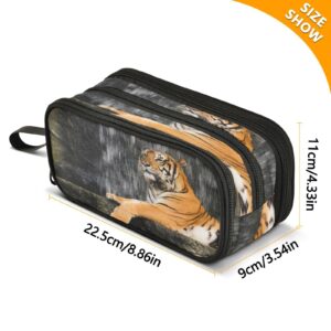 ALAZA Animal Tiger Pencil Case Large Capacity,Pencil Pouch Office College Large Storage Pen Bag 3 Compartment Pencil Cases for Women Adults Teen