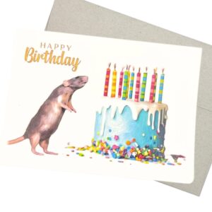 mouse birthday card with envelope (7x5 inches and blank inside) happy birthday card for owners of mice - 219