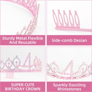 3rd Birthday Decorations for Girl, Including 3rd Birthday Crown/Tiara, Sash, Happy Birthday Cake Toppers and Number 3 Candles, Pink Birthday Party Supplies 3 Year Old Girl Birthday Gift Ideas