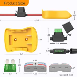 RVBOATPAT Battery Adapter for Dewalt 20V Power Wheel Battery Adapter 12 AWG Wire Battery Converters with Fuses and Connectors