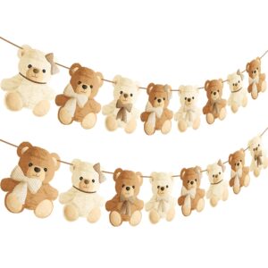 2pcs Teddy Bear Baby Shower Banner We Can Bearly Wait Baby Shower Decorations Teddy Bear Theme Garland Decorations for Teddy Bear Theme Gender Reveal Party We Can Bearly Wait Baby Shower Supplies