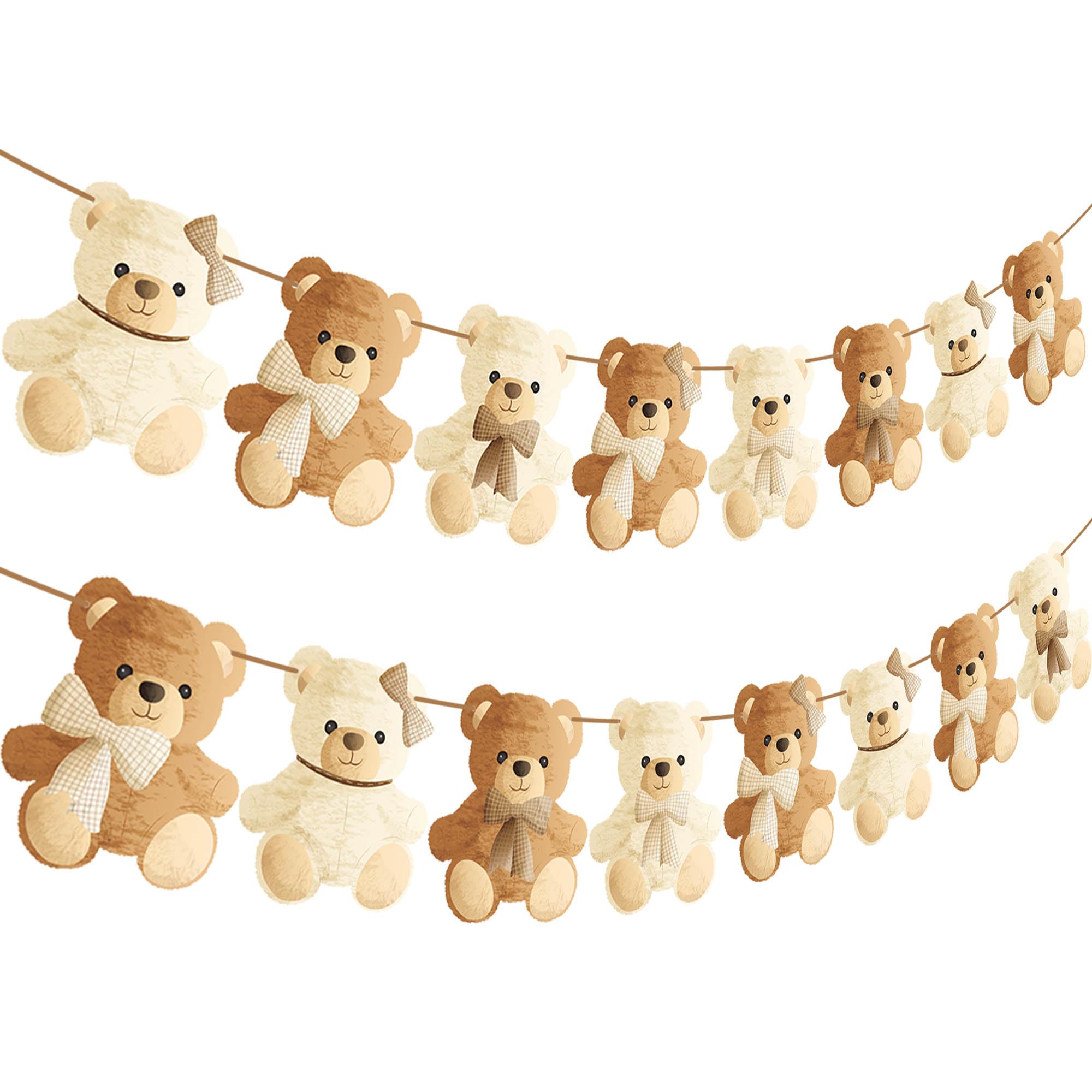 2pcs Teddy Bear Baby Shower Banner We Can Bearly Wait Baby Shower Decorations Teddy Bear Theme Garland Decorations for Teddy Bear Theme Gender Reveal Party We Can Bearly Wait Baby Shower Supplies