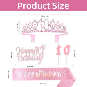 3rd Birthday Decorations for Girl, Including 3rd Birthday Crown/Tiara, Sash, Happy Birthday Cake Toppers and Number 3 Candles, Pink Birthday Party Supplies 3 Year Old Girl Birthday Gift Ideas