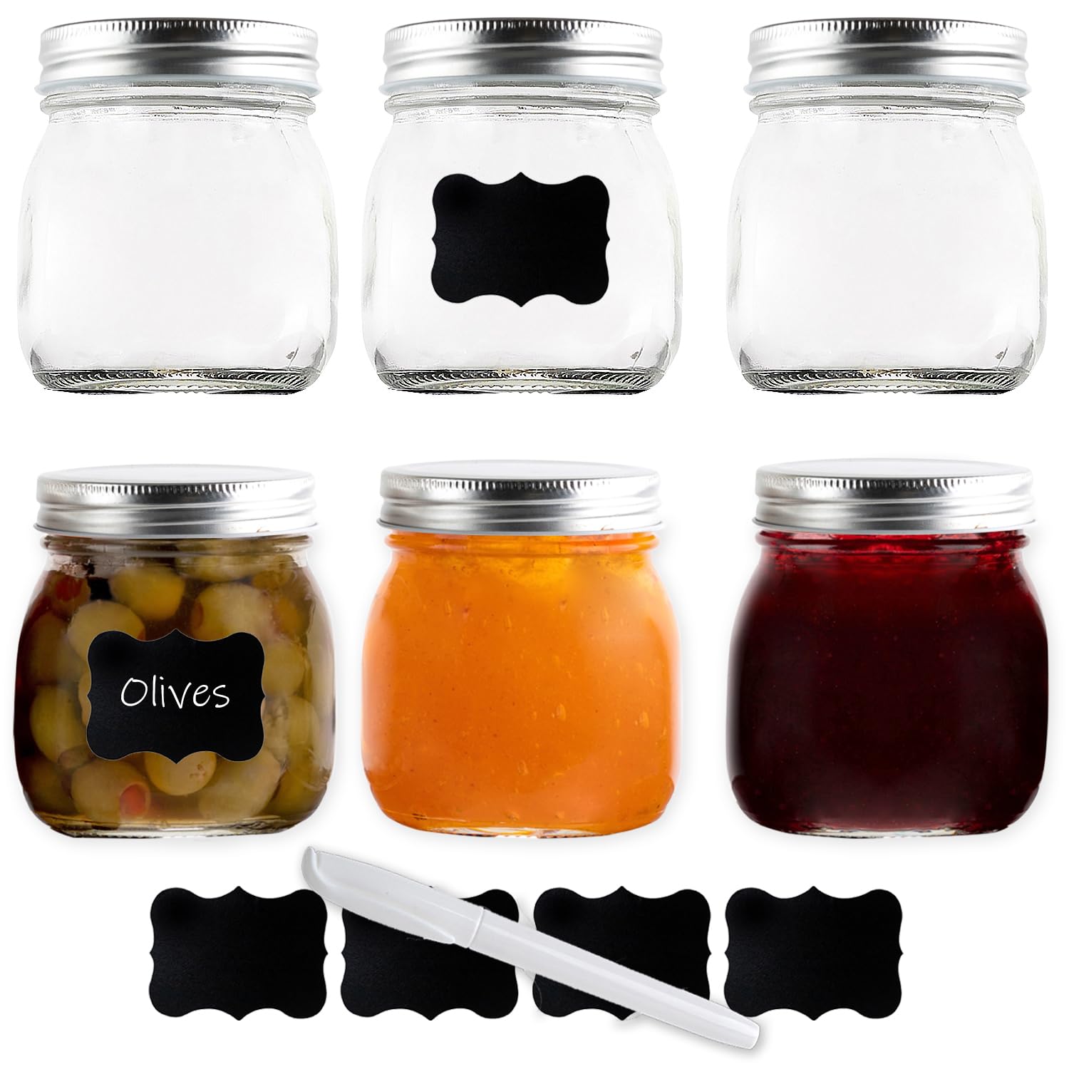 Galashield Mason Jars 8 Oz | Canning Jars wide Mouth | Small Mason Jars with Lids [6 Pack]