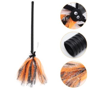 Ciieeo 1pc Halloween Broom Witch Halloween Accessories Childrens Broom Halloween Besom Prop Broom Stick Broom Props Broom for Halloween Toy Broom Black Costume Makeup Mesh Toddler Cosplay