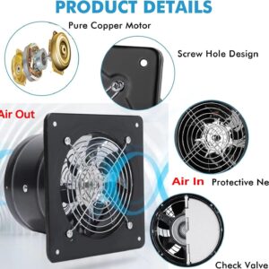 Aydomer Exhaust Fan 78W Through-wall installation Ventilation Fans 110V Exhaust Fan with Plug 8 inch Exhaust Smoke Fan with Light Weight Pure Copper Motor for Kitchen Bathroom (Black)