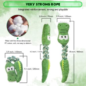 Dog Toy with Cotton Rope,Suitable for Medium to Large Dogs, Interactive Squeaky Dog Toys，Chew Toy Durable Plush Dog Toys，Durable Stress Relief Cute Alligator Shape